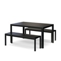 undefined, Gartenmöbel Tisch 150 cm + 2 Bänke schwarz