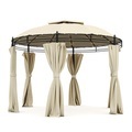 Gartenpavillon LED rund beige