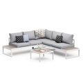 Lounge CAMILA hellgrau/weiss/braun