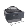ProGarden Feuerschale mit Grillrost Quadratisch Grau 52,5x52,5x18,5 cm