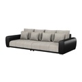Sofa Leder SAM grau/schwarz
