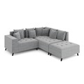 Ecksofa Samt mit Ottomane ELINA rechts grau