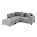 Ecksofa Samt mit Ottomane ELINA links grau