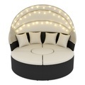 Rattan Sonneninsel mit LED PULA schwarz/beige