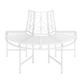 Gartenbank halbrund mit Rückenlehne LISE 124 cm weiss