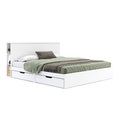Bett Holz MARGARET mit Stauraum und Schubladen 180 x 200 cm weiss