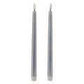 LED Tischkerze 27 cm 2er Set silber
