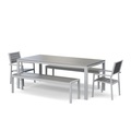 Gartenmöbel Tisch 200 cm + 2 Stühle + 2 Bänke grau