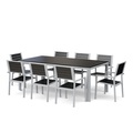 Chen Poly, Gartenmöbel Tisch 200 cm + 8 Stühle anthrazit