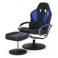 Fernsehsessel mit Fusshocker blau/schwarz