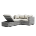 Mark Sunl, Rattan Lounge Gartenmöbel CHARLIE grau/weiss