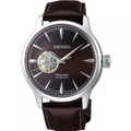 Seiko Ssa407j1 Vorsage Silber & Braun Leder automatische Herren Uhr Edelstahl
