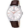 Festina F20426-4 Männer's braun Leder Armbanduhr Quarz/Edelstahl