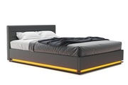 Lederbett LED STARDUST 140 x 200 cm grau