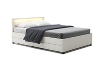Lederbett LED TRANCE 140 x 200 cm weiss