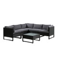 Rattanlounge CAPITOLA schwarz / anthrazit