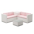 Rattanlounge SAN MARINO weiss / rosa