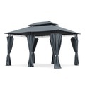 Gartenpavillon LED 3 x 4 m grau