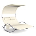 Sonnenliege 2 Personen mit Dach beige