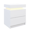 Nachttisch LED MOYA mit 2 Schubladen weiss