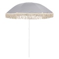 undefined, Sonnenschirm Strandschirm mit Fransen 160 cm grau