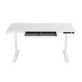 Stehpult elektrisch mit Schublade 140 x 70 cm weiss