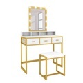 undefined, Schminktisch mit Licht FRANCESCA weiss/gold