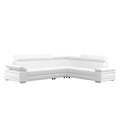 Ecksofa Leder CRISTIANO links/rechts weiss