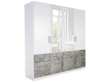 Schrank 4 Tür(en) 8 Schublade(n) GEORGIA MDF Weiss, Beton