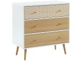 Kommode CAPUCINE 3 Schubladen Spanplatte weiss, bedruckt, holz