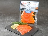 Schweizer Lachsforellenfilets kaltgeräucht, geschnitten, 100g