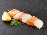 Zahner Fischhandel, Lachs-Jakobsnuss Spiessli, ca. 160-180g