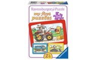RAVENSBURGER Puzzle 3x6 Teile Bagger-Traktor und Kipplader
