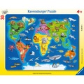 Ravensburger, RAVENSBURGER Puzzle 30 Teile Weltkarte mit Tieren