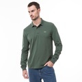 Poloshirt, Regular Fit, Langarm Herren Olivegrün T7