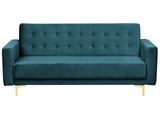 Beliani 3-Sitzer Sofa Samtstoff blaugrün ABERDEEN