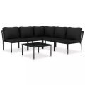 6-tlg. Garten-Lounge-Set mit Auflagen Schwarz PVC