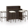 vidaXL 5-tlg. Gartenbar-Set mit Kissen Braun