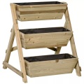 Northio - Hochbeet Blumentreppe Holz Blumenleiter Mit 3 Ablagen Pflanzentreppe Pflanzregal Pflanzenständer Blumenregal Blumenständer Natur 71X61X77Cm, One Size