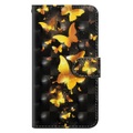 Huawei P30 Lite - Etui Ledertasche Schmetterling Glitzer Effekt