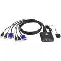 2-Port-USB-VGA-Kabel-KVM-Switch mit Remote-Port-Wähler