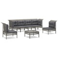 vidaXL 7-tlg. Garten-Lounge-Set mit Kissen Grau Poly Rattan