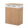 Northio - Wäschekorb 100L Wäschebox Wäschesammler Mit Deckel, Segeltuchsack, Bambus, Natur, 52X32X63Cm, One Size, Weiss-Natur