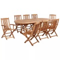 Beliani - Gartentisch Set aus Akazienholz Rustikal MAUI II, One Size, Light Beige