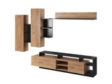 Vente-unique, TV Möbel TV Wand mit Stauraum - Anthrazit & Naturfarben - IDESIA TV Möbel TV Wand mit Stauraum - Anthrazit & Naturfarben - IDESIA