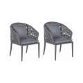 Beliani Gartenstuhl Aluminium / Flechtseil grau 2er Set Lipari