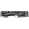 vidaXL 12-tlg. Garten-Lounge-Set mit Kissen Poly Rattan Grau
