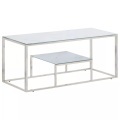 vidaXL Couchtisch Silbern Edelstahl und Hartglas