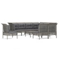 vidaXL 10-tlg. Garten-Lounge-Set mit Kissen Grau Poly Rattan