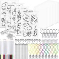 Schrumpffolien-Set 218Pcs DIY Bastel-Set mit A4 transluzenten Schrumpffolien-Platten A5 Färbung Multicolor